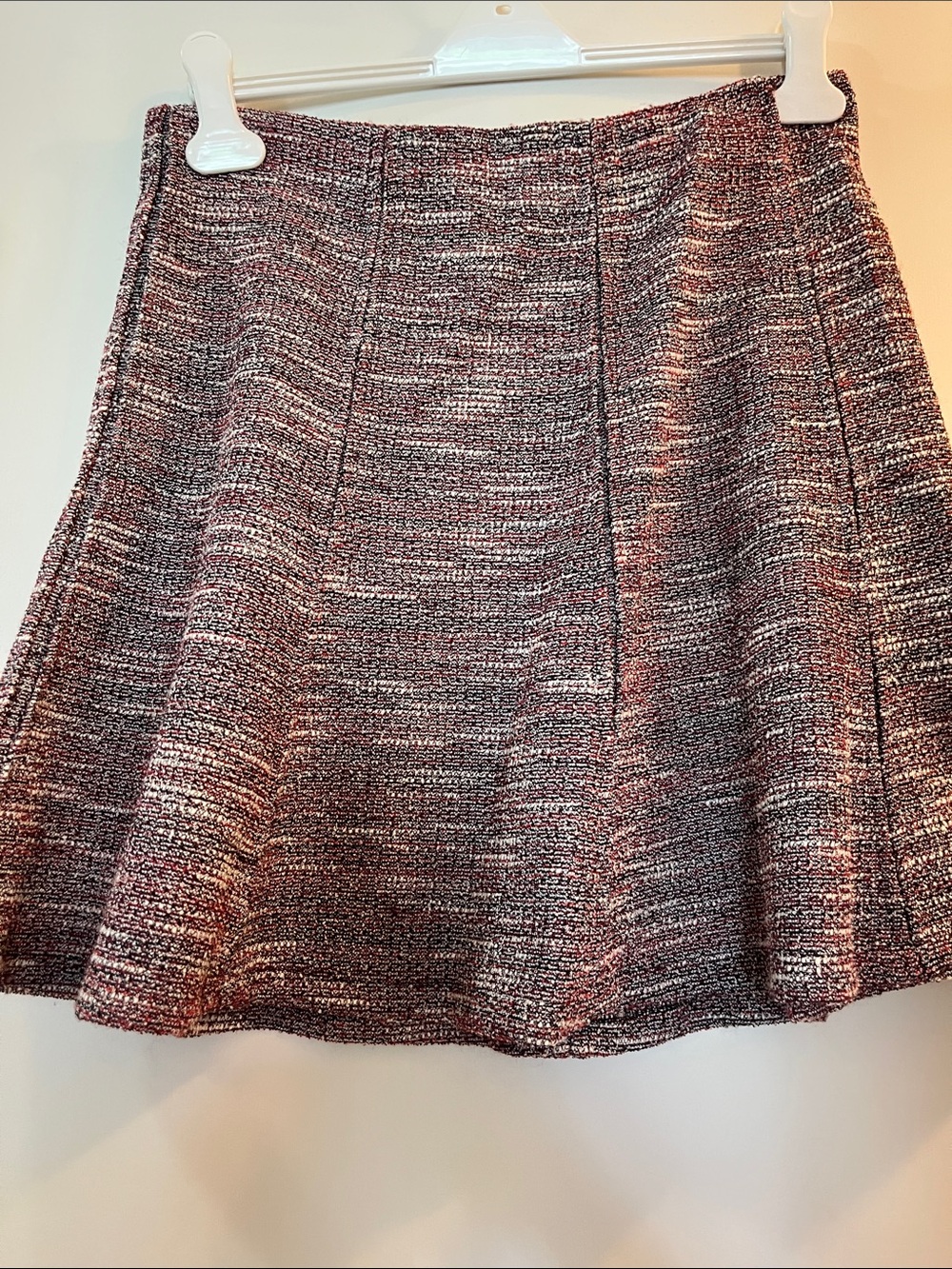 LOFT Marled Burgundy and Cream Circle Skirt